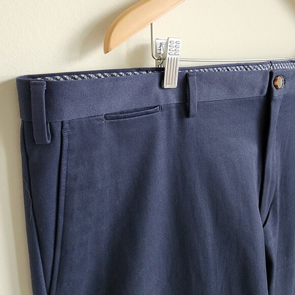 46x30 Blue Chinos Jos A Bank Cotton Reserve Pants New Flat Front Nwt Navy Khakis - Picture 17 of 17